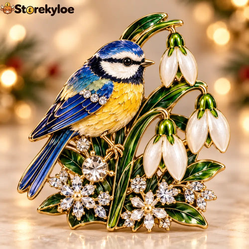 Blue Tit & Snowdrop Enamel Brooch 🎐💙 - 1