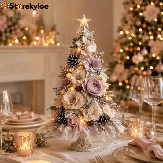 🌸🎄Blush Bloom Pre-Lit Floral Christmas Tree