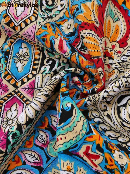 Bohemian Paisley Floral Bell Sleeve Dress