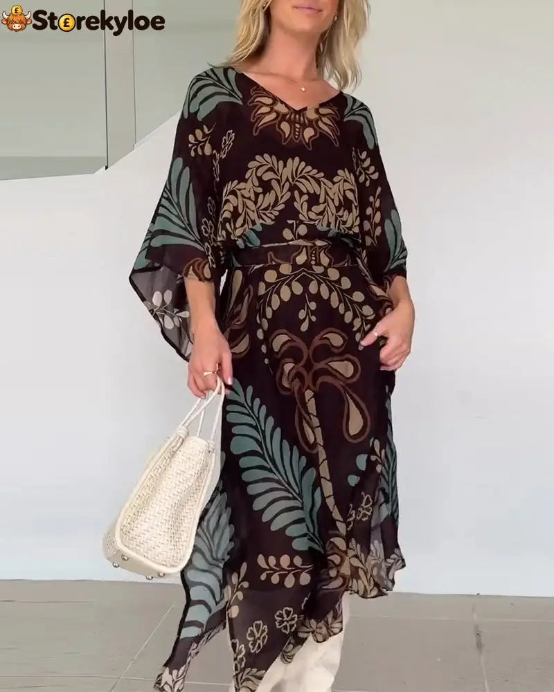Bohemian V-Neck Loose Dress