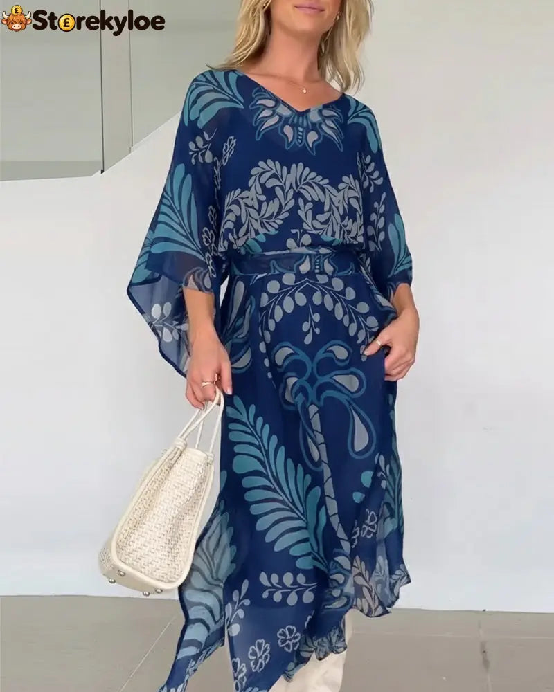 Bohemian V-Neck Loose Dress
