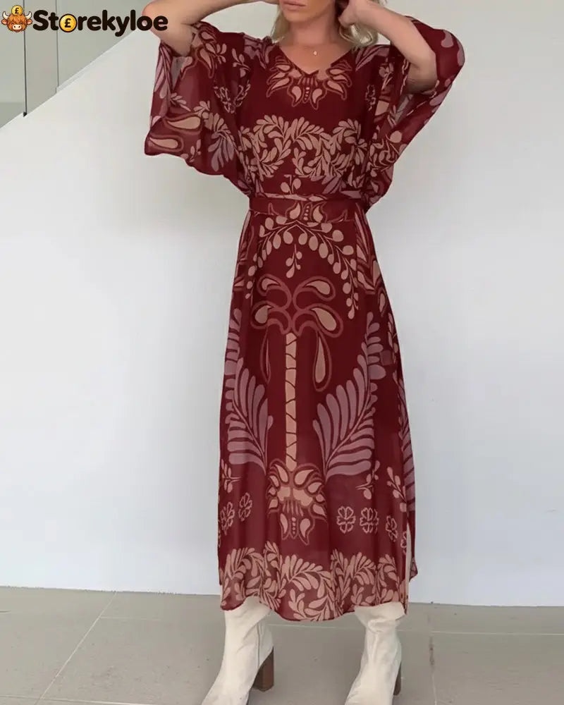 Bohemian V-Neck Loose Dress