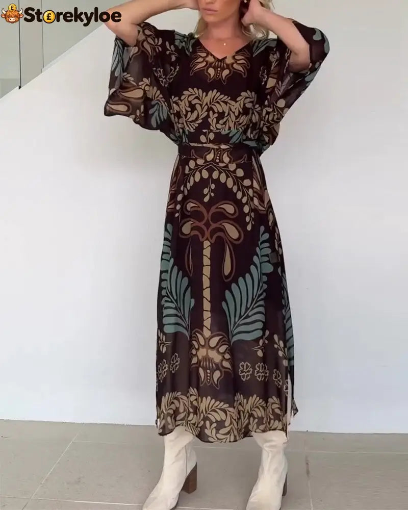 Bohemian V-Neck Loose Dress