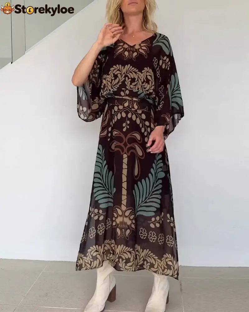 Bohemian V-Neck Loose Dress