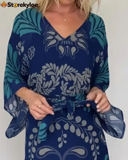 Bohemian V-Neck Loose Dress