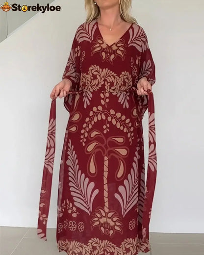 Bohemian V-Neck Loose Dress