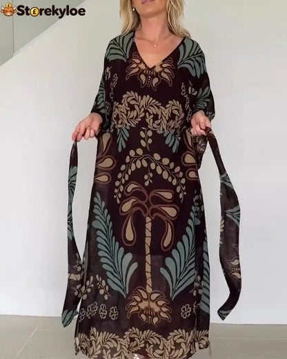 Bohemian V-Neck Loose Dress