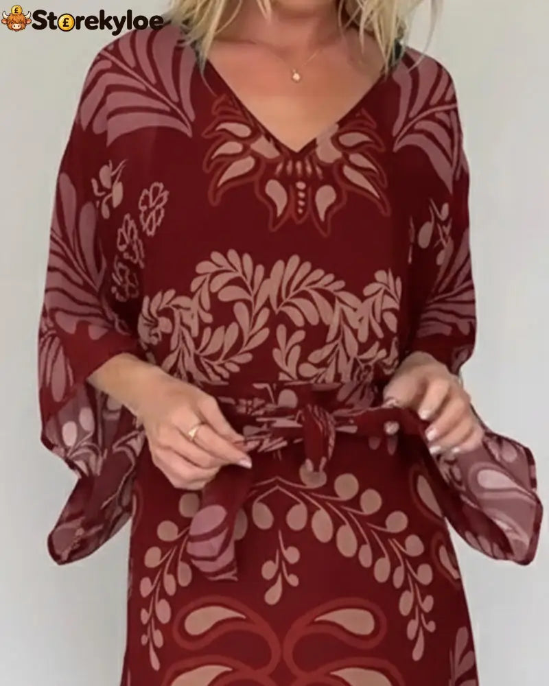 Bohemian V-Neck Loose Dress