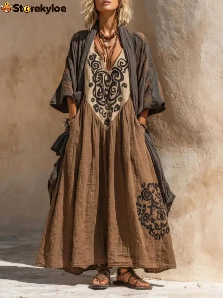 Boho Retro Loose Linen Cotton Two-piece Set