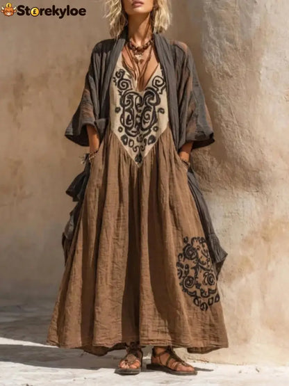 Boho Retro Loose Linen Cotton Two-piece Set