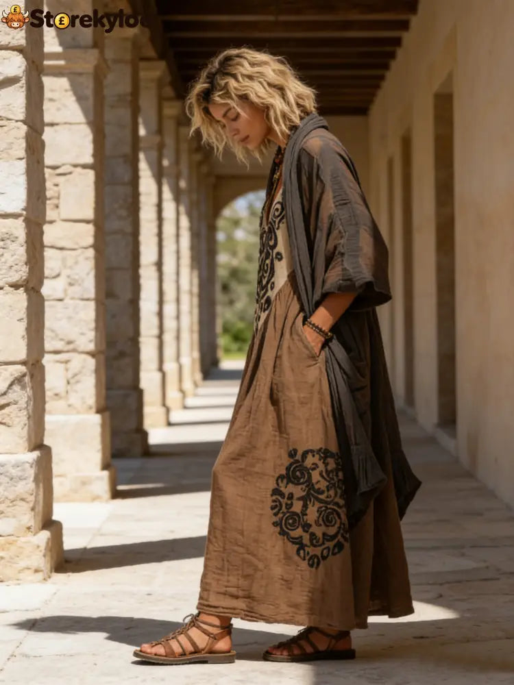 Boho Retro Loose Linen Cotton Two-piece Set