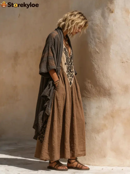 Boho Retro Loose Linen Cotton Two-piece Set