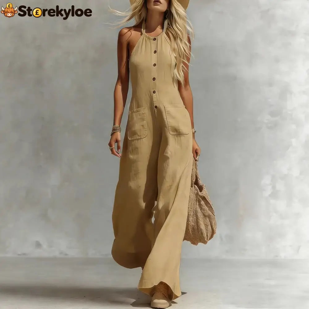 Breezy Halter Wide-Leg Jumpsuit