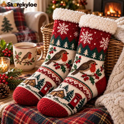 British Robin Christmas Cosy Socks – Warm Winter Comfort with a Little Festive Charm