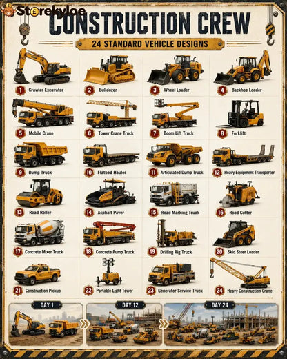 🚜Build the Fleet Collection 24-Day Vehicle Advent Calendar Series | ✨A New Adventure Every Morning