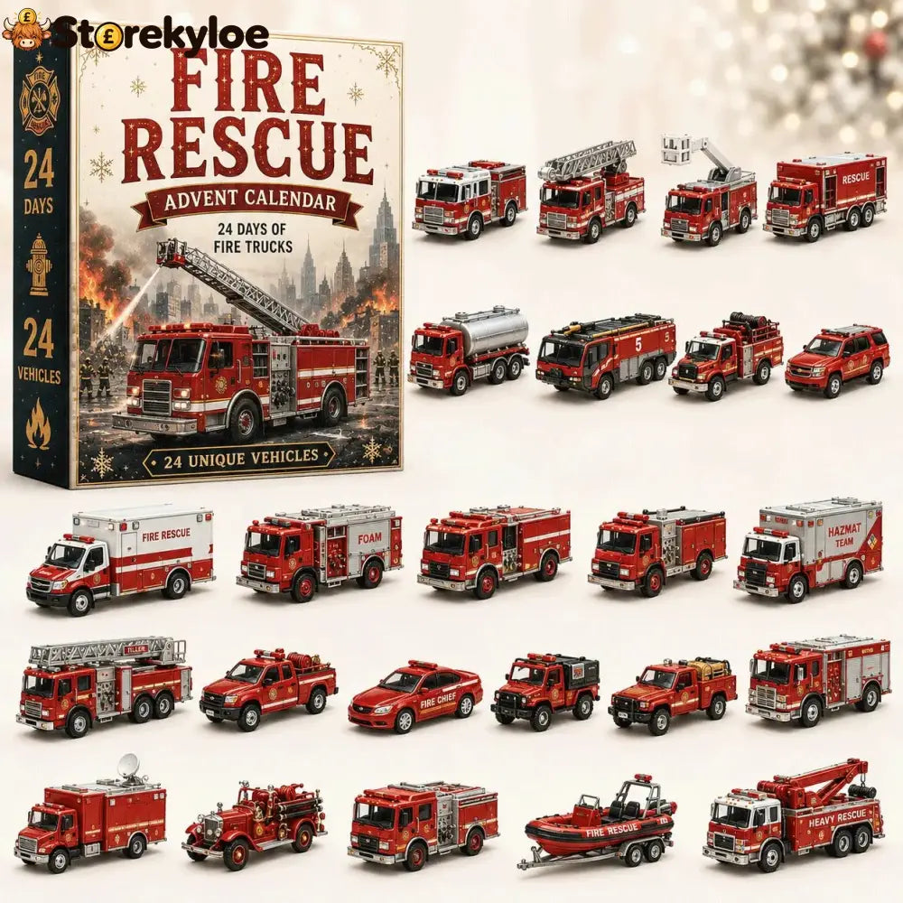 🚜Build the Fleet Collection 24-Day Vehicle Advent Calendar Series | ✨A New Adventure Every Morning - 🚒Fire Rescue