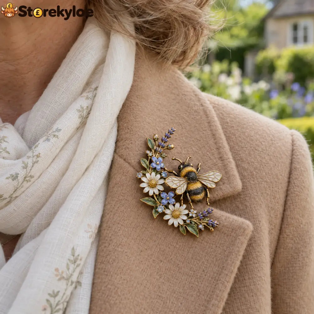 🐝 Bumblebee & Wildflower Meadow Brooch - BUMBLEBEE