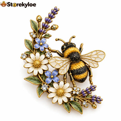 🐝 Bumblebee & Wildflower Meadow Brooch - BUMBLEBEE