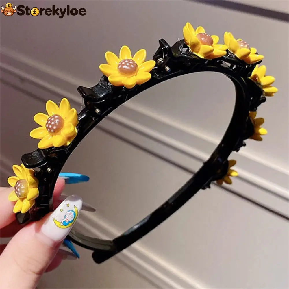 🌺Buy 1 Get 1 Free🌺Children’s Cute Braided Hairpin - Buy 1 Get 1 Free / 4# Yellow sunflowers - Clothing & Accessories