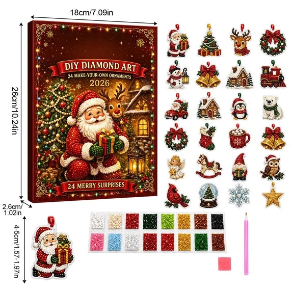 🎄2026 DIY Diamond Painting Advent Calendar – 24 Handmade Christmas Ornament Craft Kit