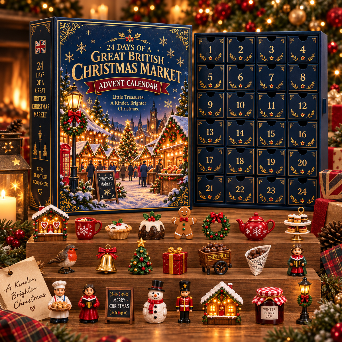 24 Days of a Great British Christmas Market Advent Calendar – 24 Festive Miniature Surprises
