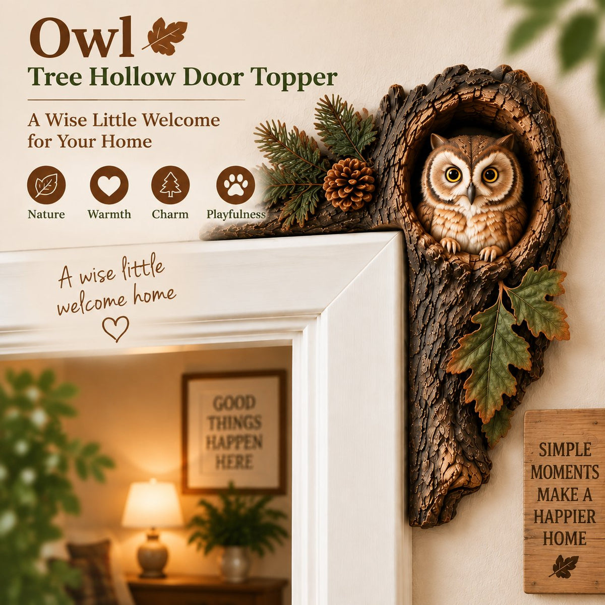 🐿️ Chipmunk Tree Hollow Door Topper | Woodland Animal Doorway Decor For Cozy Nature Homes