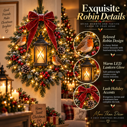 ✨Last Day 49% OFF✨🐦 A Robin Glow™ – Lighted Robin Christmas Wreath