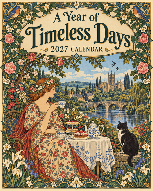 🌿 A Year of Timeless Days 2027 Wall Calendar – Storybook Gardens & Country Charm ：Afternoon tea, changing seasons and the beauty of unhurried days.