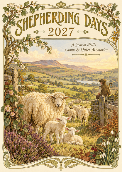 🐑 Shepherding Days 2027 Wall Calendar  The Country Days We Remember——A Year of Hills, Lambs & Quiet Memories