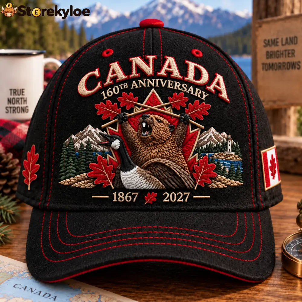 🔥🍁 Canada 160th Anniversary 1867–2027 - Premium Embroidered Heritage Cap100% Cotton • Detailed Embroidery • Comfortable