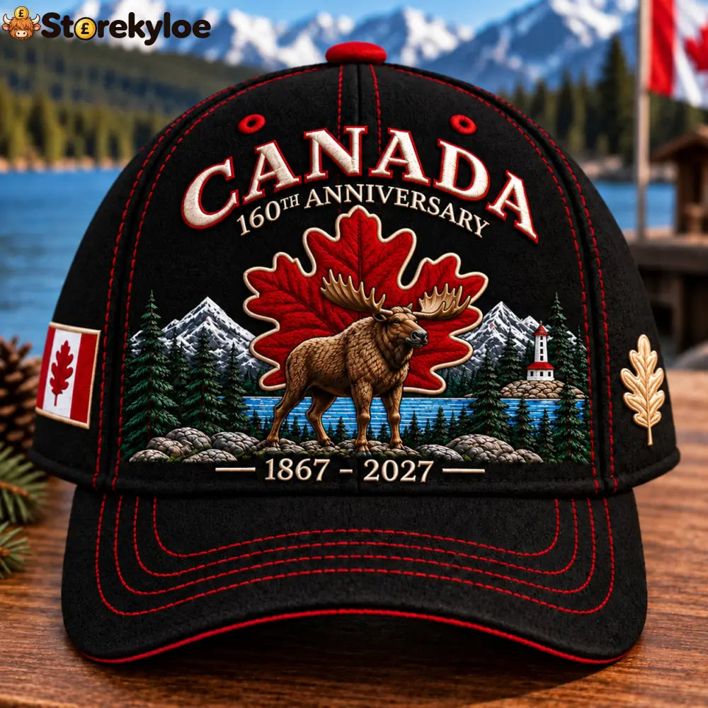 🔥🍁 Canada 160th Anniversary 1867–2027 - Premium Embroidered Heritage Cap100% Cotton • Detailed Embroidery • Comfortable