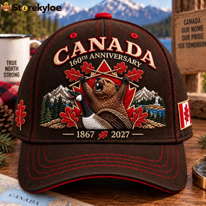 🔥🍁 Canada 160th Anniversary 1867–2027 - Premium Embroidered Heritage Cap100% Cotton • Detailed Embroidery • Comfortable