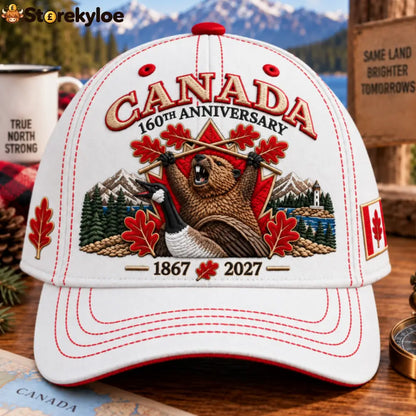 🔥🍁 Canada 160th Anniversary 1867–2027 - Premium Embroidered Heritage Cap100% Cotton • Detailed Embroidery • Comfortable