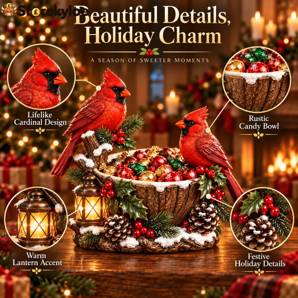 ❤️🎄 Cardinal Christmas Treat Bowl™ – Lighted Holiday Candy Bowl & Tabletop Decor