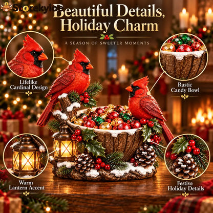 ❤️🎄 Cardinal Christmas Treat Bowl™ – Lighted Holiday Candy Bowl & Tabletop Decor