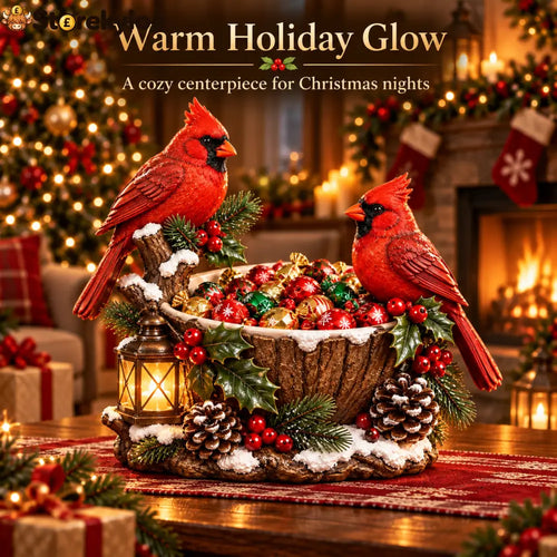 ❤️🎄 Cardinal Christmas Treat Bowl™ – Lighted Holiday Candy Bowl & Tabletop Decor