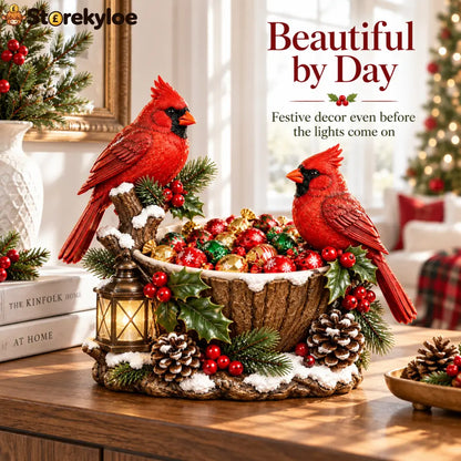 ❤️🎄 Cardinal Christmas Treat Bowl™ – Lighted Holiday Candy Bowl & Tabletop Decor