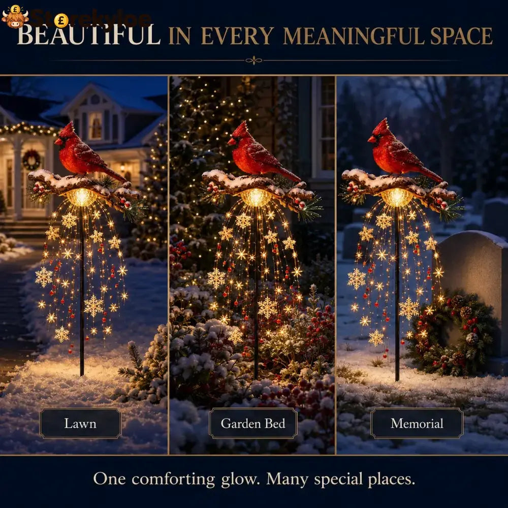 ❤️ Cardinal Memory Fountain – Lighted Christmas Remembrance Garden Decor