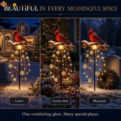 ❤️ Cardinal Memory Fountain – Lighted Christmas Remembrance Garden Decor