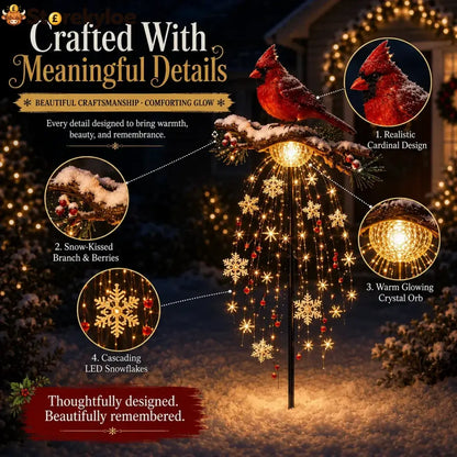 ❤️ Cardinal Memory Fountain – Lighted Christmas Remembrance Garden Decor