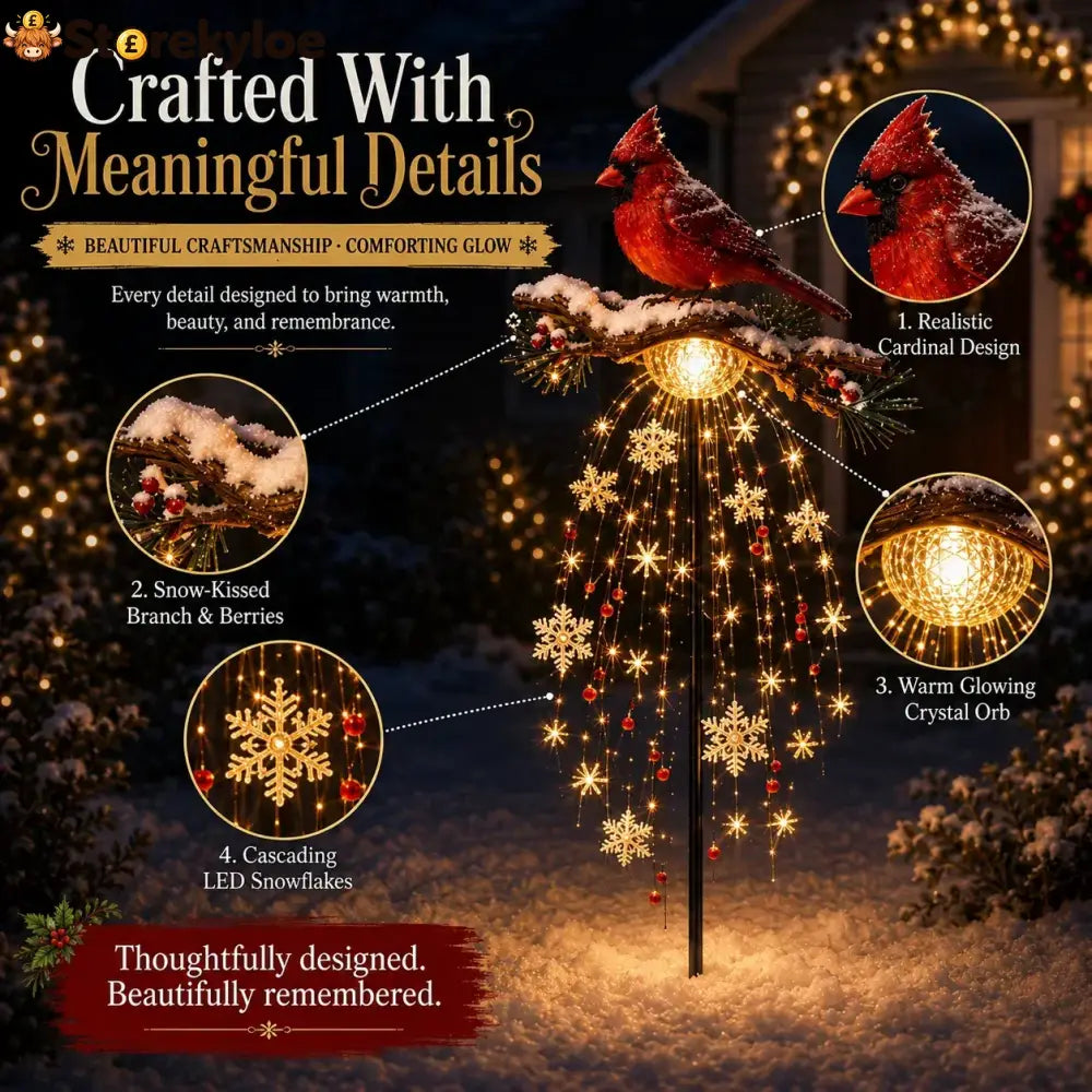 ❤️ Cardinal Memory Fountain – Lighted Christmas Remembrance Garden Decor