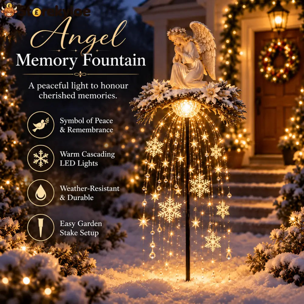 ❤️ Cardinal Memory Fountain – Lighted Christmas Remembrance Garden Decor - Angel Ground-Stake Light