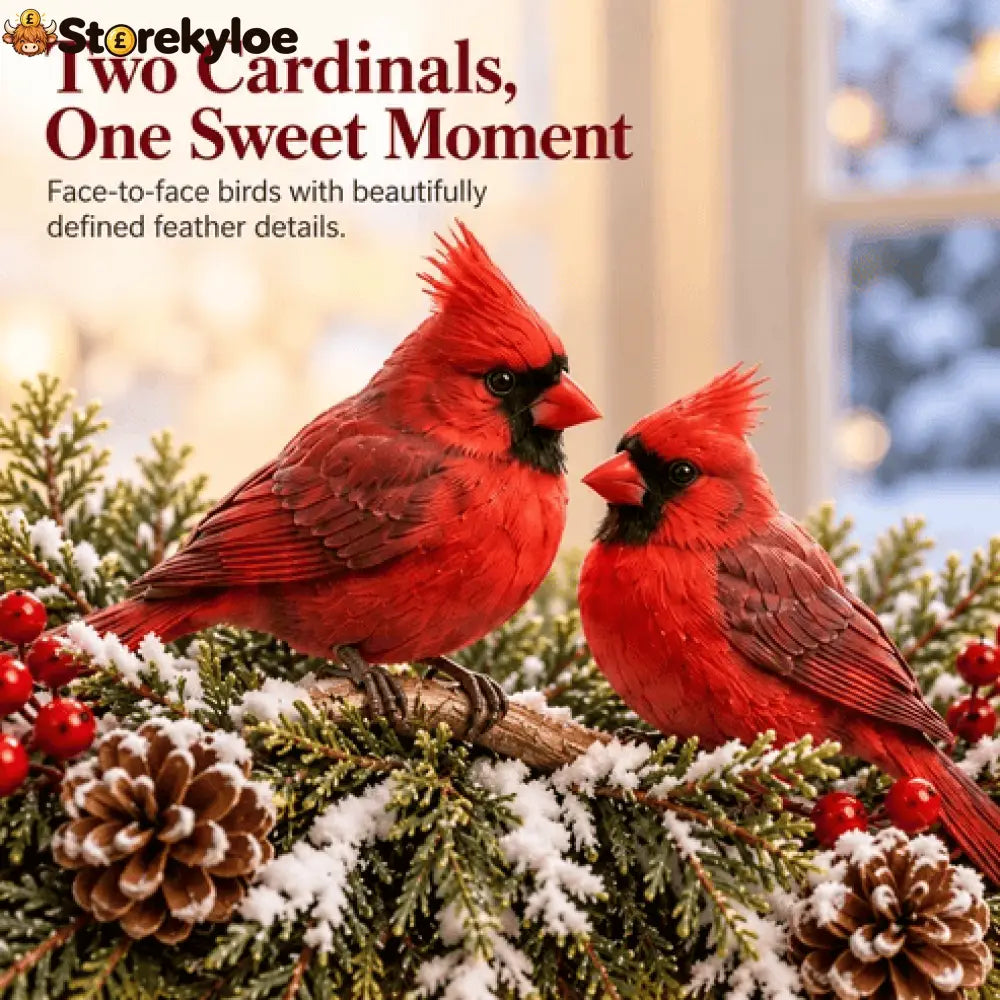 ✨Cardinal Winter Glow, Lighted Snowy Cedar & Icicle Christmas Decor