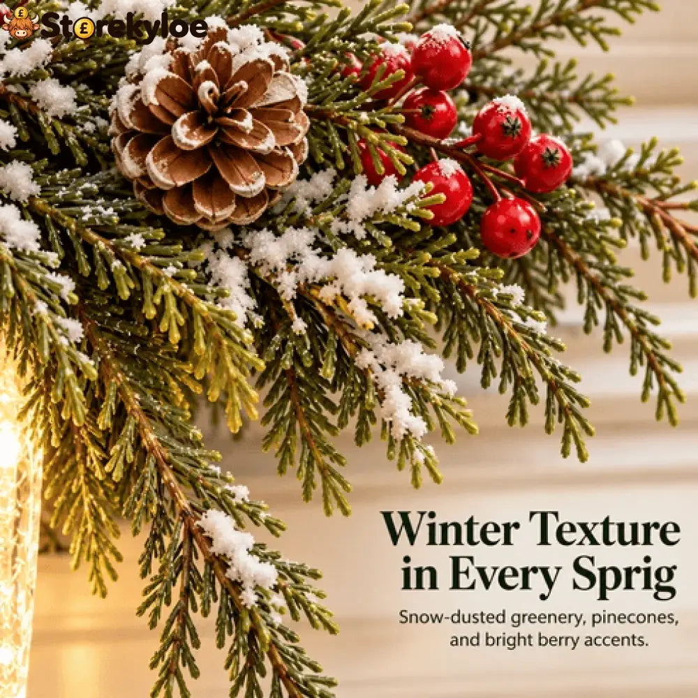 ✨Cardinal Winter Glow, Lighted Snowy Cedar & Icicle Christmas Decor