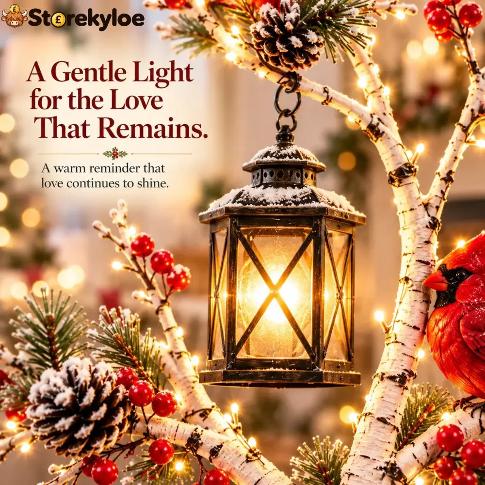 ❤️ Cardinal Winter Lantern Tree™ – Lighted Snowy Birch Tree with Red Cardinals & Hanging Lantern ✨