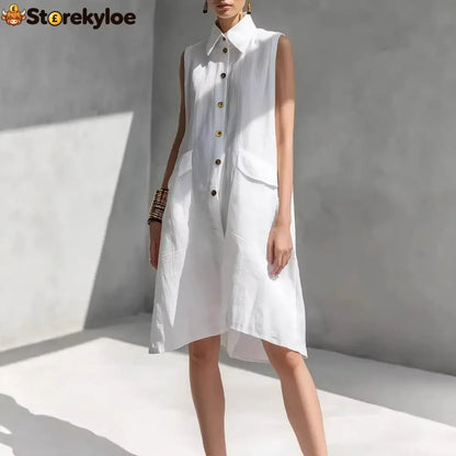 Casual Loose Fit Midi Dress for Women (Multi-Color)