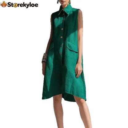 Casual Loose Fit Midi Dress for Women (Multi-Color)