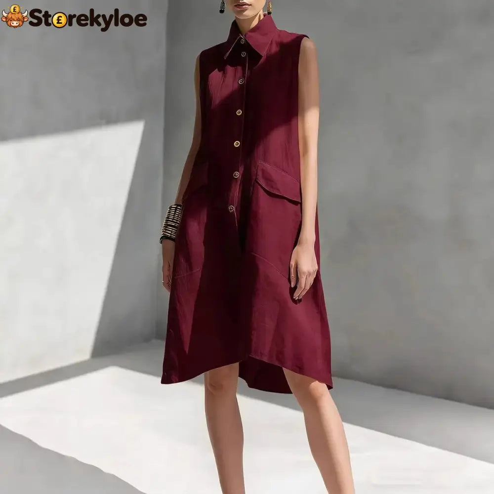 Casual Loose Fit Midi Dress for Women (Multi-Color)