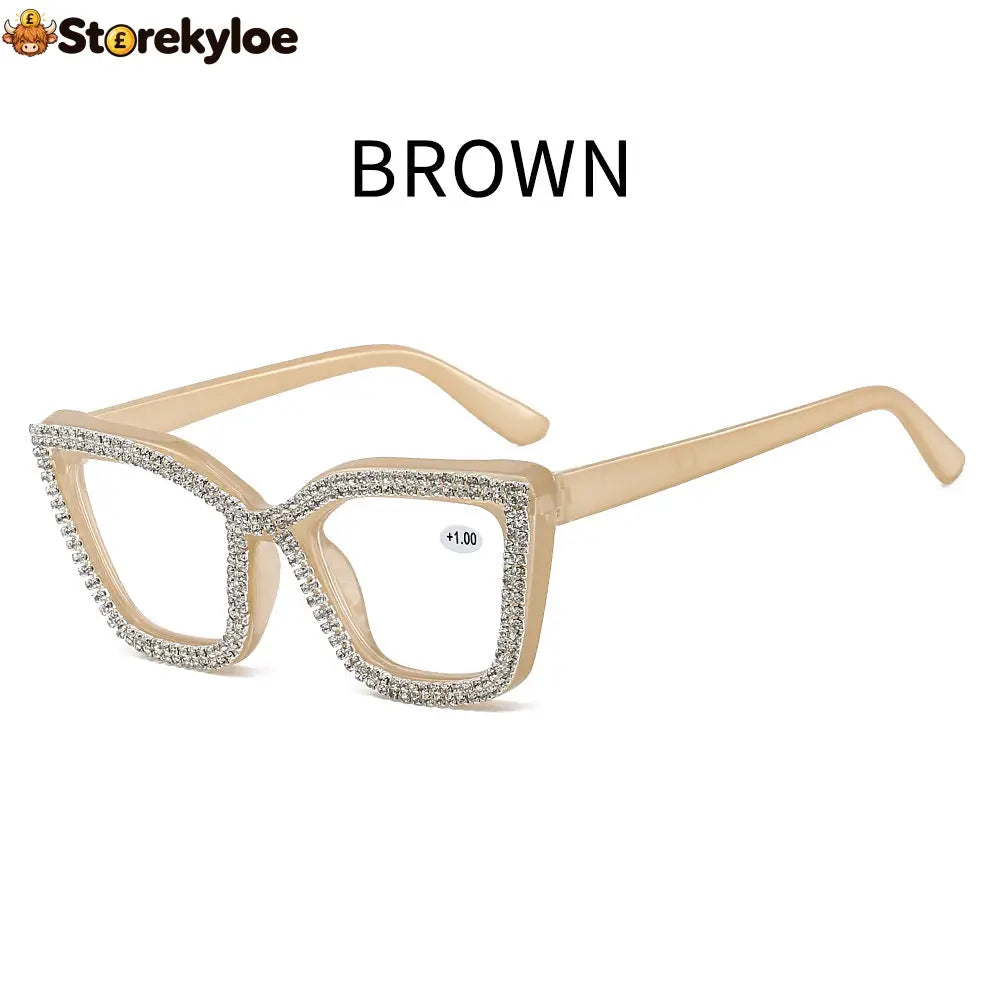 Cat Eye Anti-Blue Light Reading Glasses - Brown / 0.00 – Blue Light Blocking - Beauty& Health