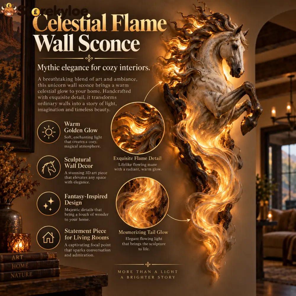 🦄 Celestial Flame Unicorn™ Wall Sconce – A Magical Guardian Awakens on Your Wall